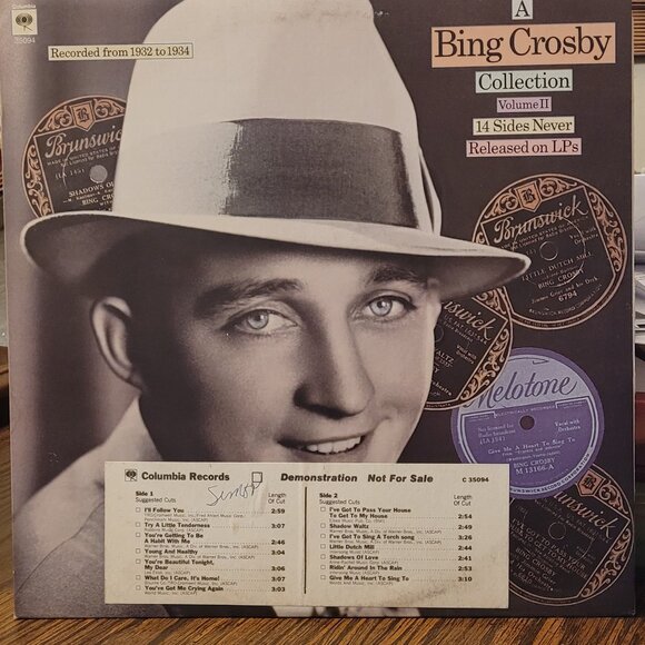2/$9 Records: "A Bing Crosby Collection" Volume II (1932-1934) 33 1/2 Demo LP - Picture 1 of 8